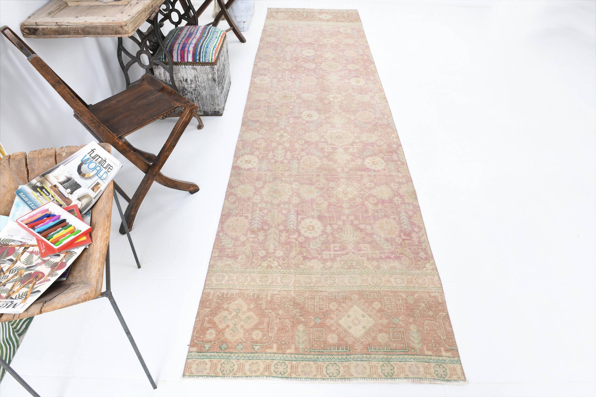Shades Of Pale Pink Persian Runner Rug