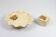 Longwy bowl and box in beige crackle enamel with gold decoration