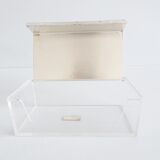 WMF box made of acrylic plexiglass and silver-plated lid, Sigrid Kupetz Design, jewelry box, napkin