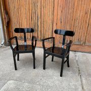 Pair of Art Deco chairs in black lacquered wood by Lajos Kozma, 1920s