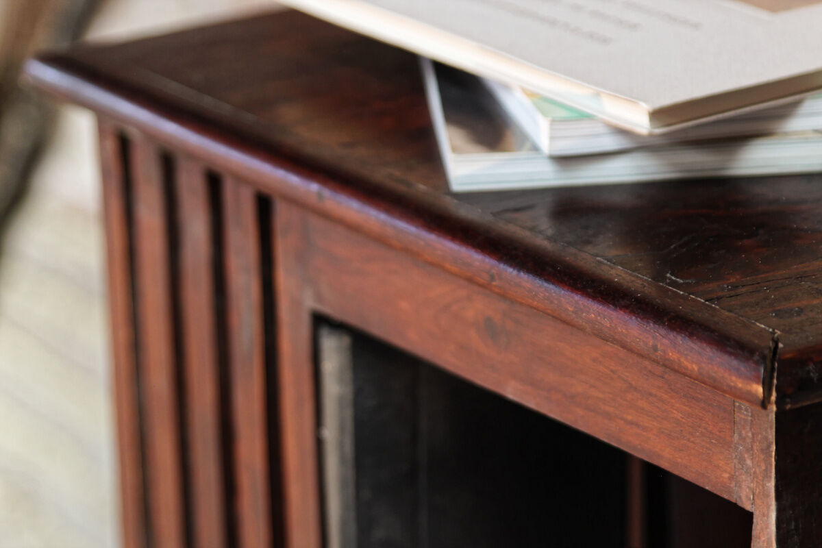 English mahogany revolving library