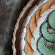 Antique pie dish in slipware