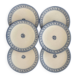 Set of 6 signed stoneware plates | Vintage handcrafted tableware | Plate