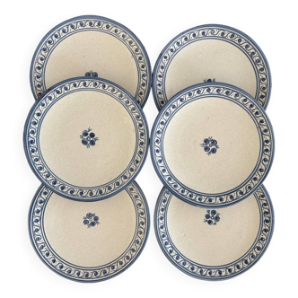 Set de 6 assiettes en grès signées | Vaisselle artisanale vintage | Assiette