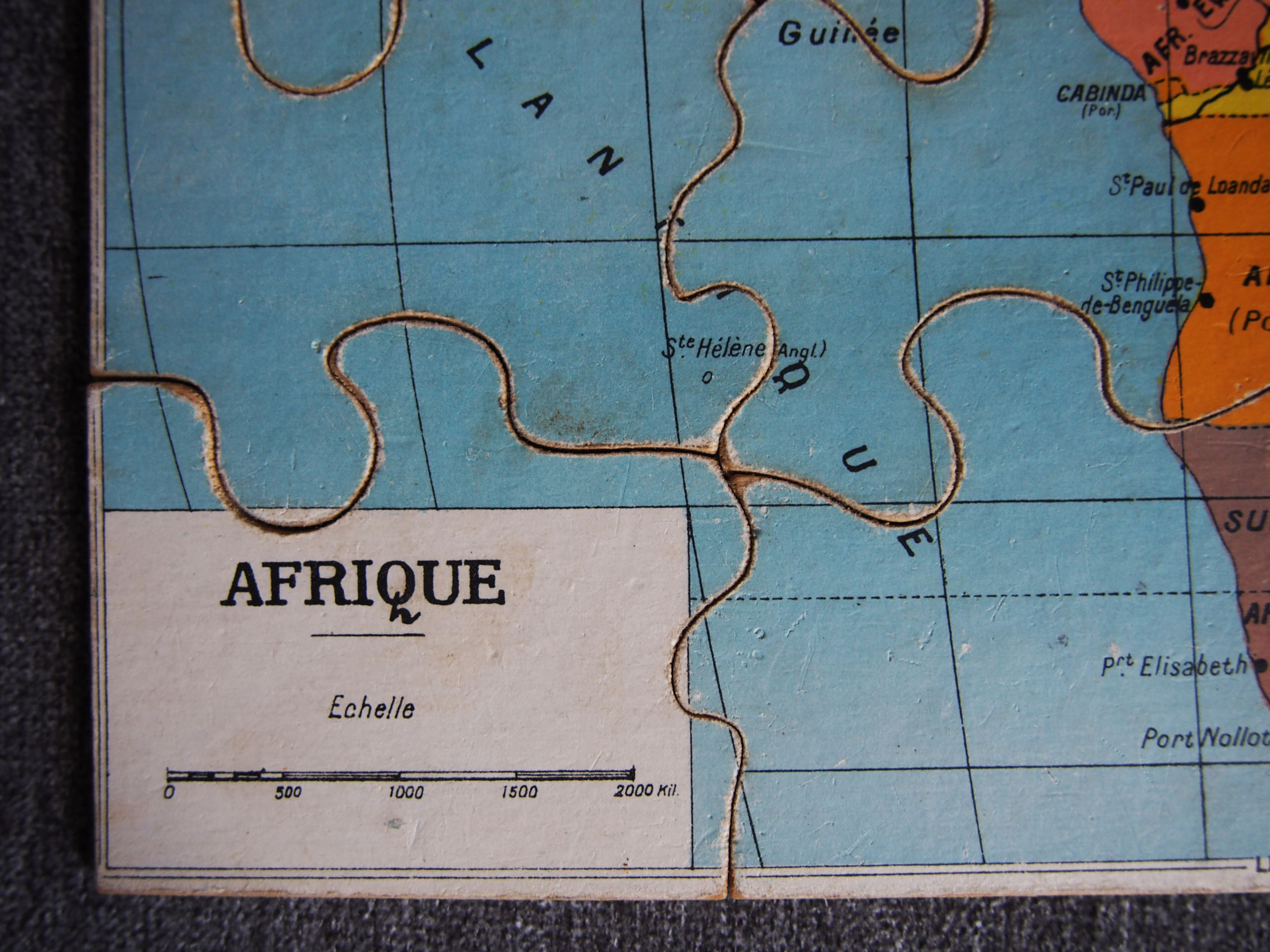 Old wooden Africa map puzzle