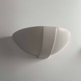 Pair of vintage matte white porcelain wall lights, France 1970.