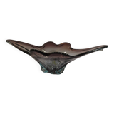 Murano style blown glass fruit bowl in purple with blue highlights - this