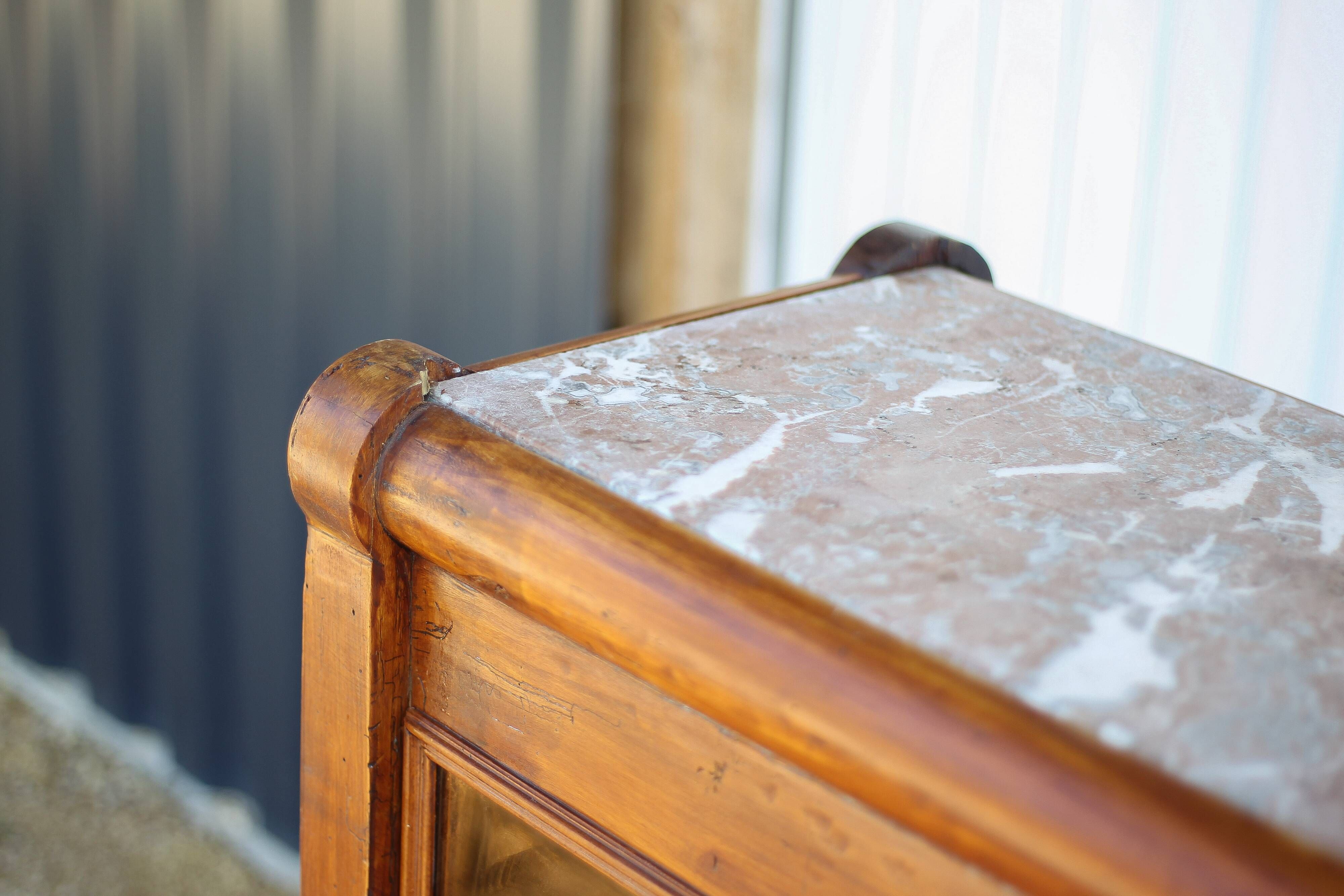 Handcrafted wooden bar, mirror bar and marble slab, wooden furniture