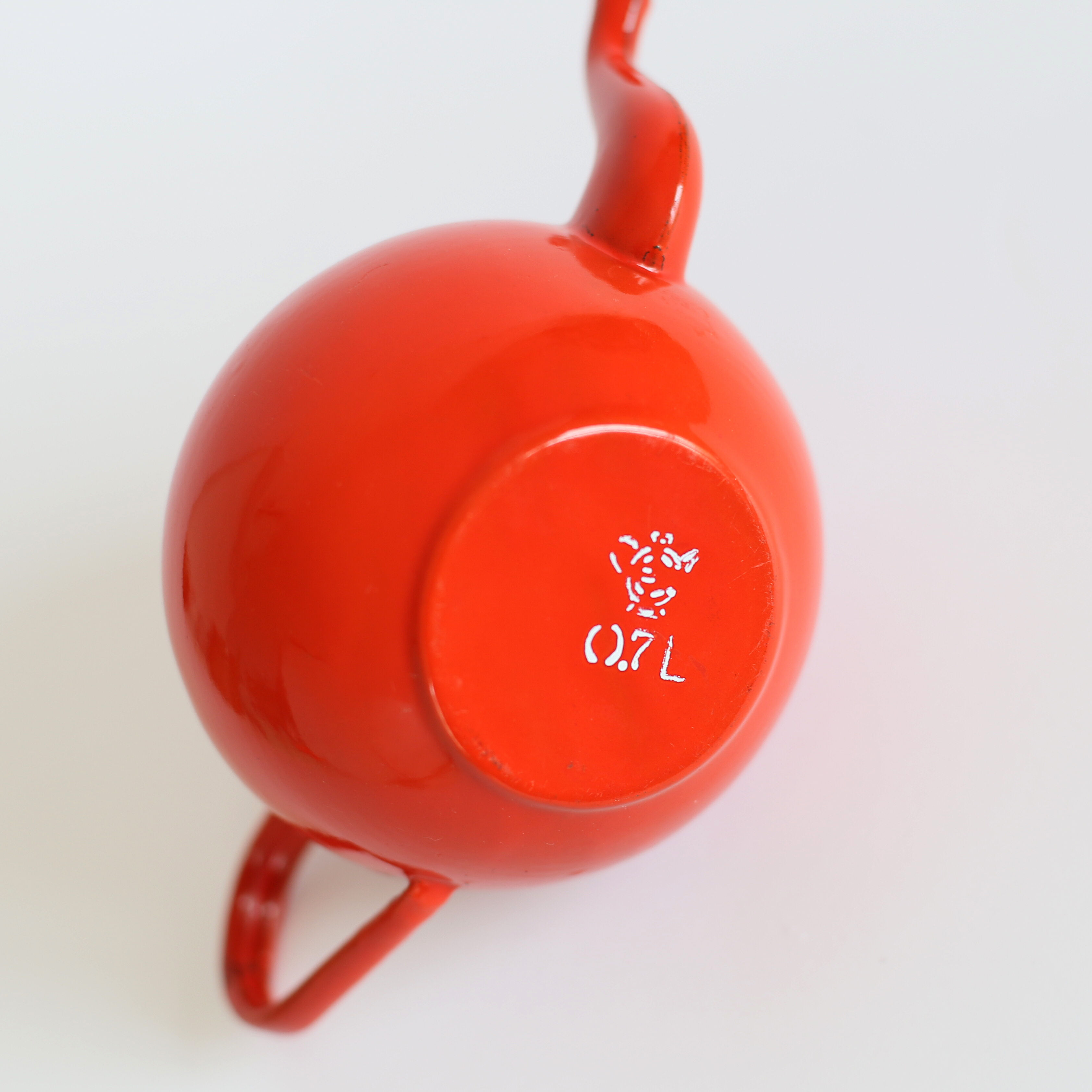 Red enamel teapot