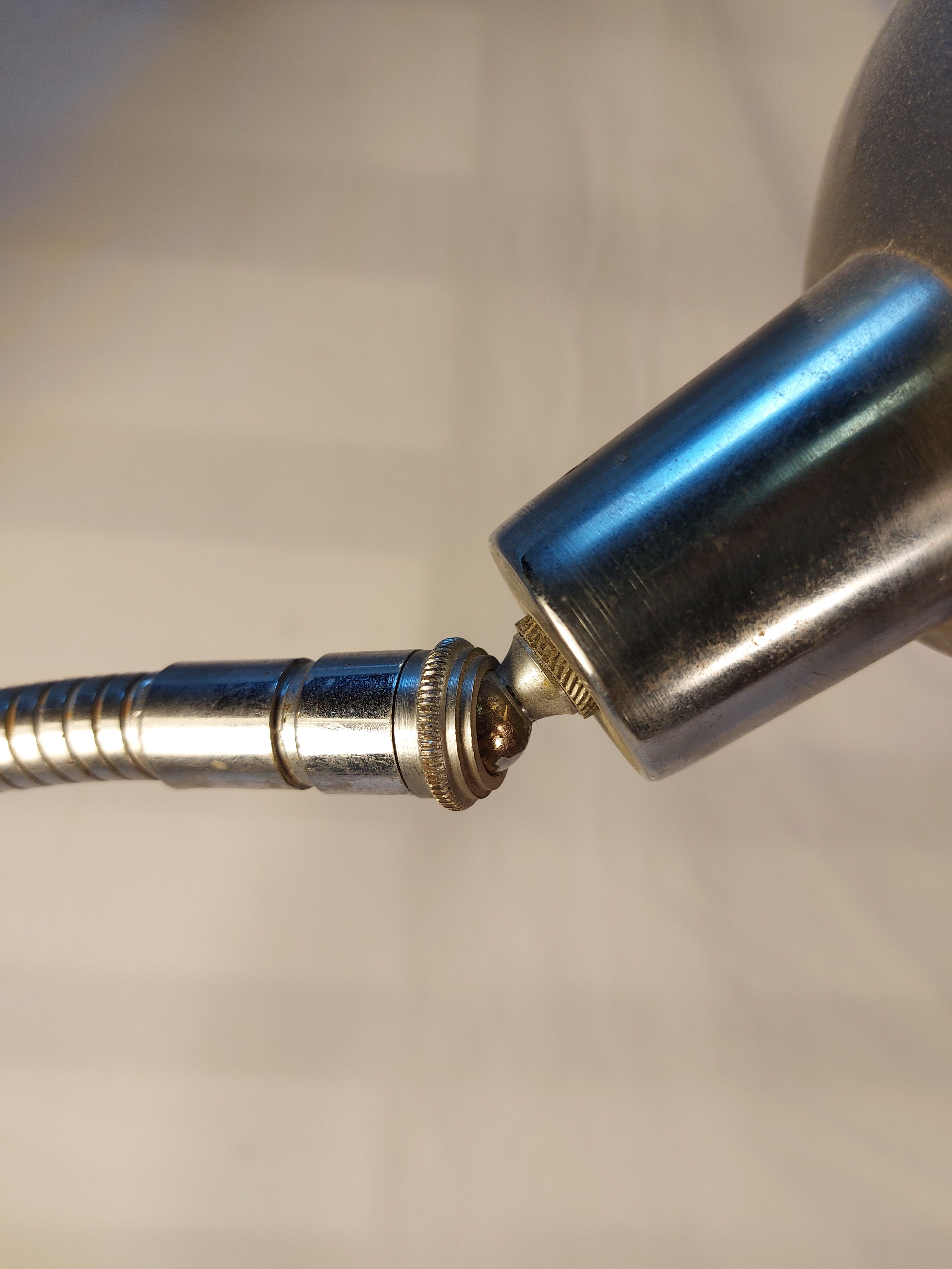 Old workshop lamp with ball reflector vice, 50s