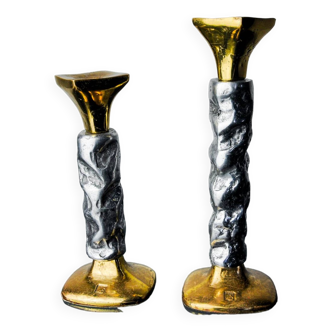 Pair of brutalist candlesticks by Ardisur, Spain, 1970