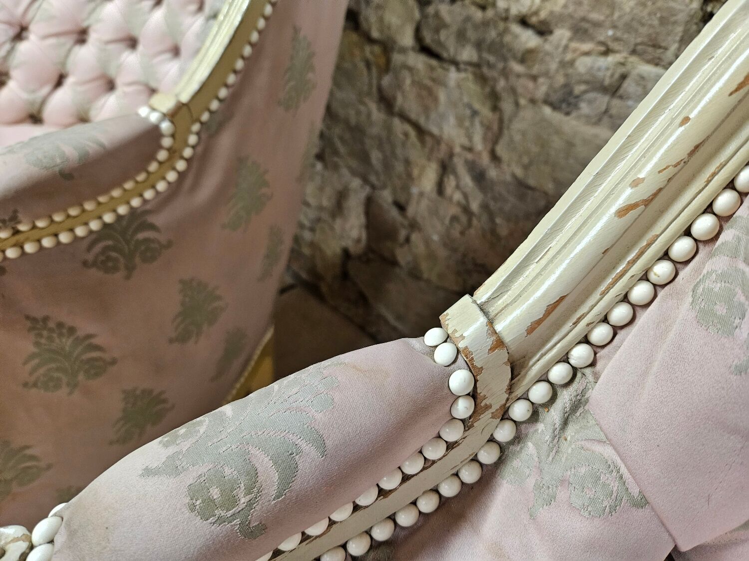 Pair of 1960s silk bergère armchairs