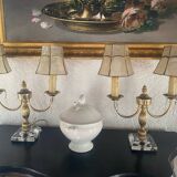 Set of 2 crystal lamps with mother-of-pearl shades