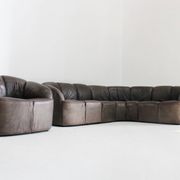 Vintage modular leather sofa and armchair Walter Knoll Piccolino 1960s