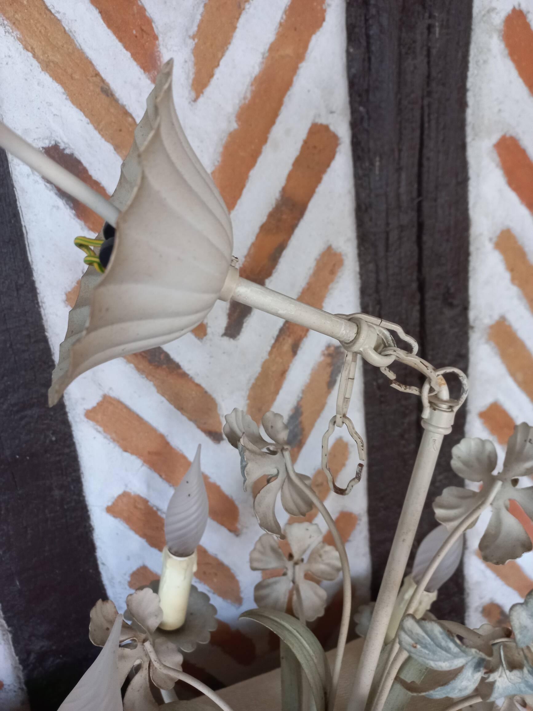 Polychrome metal flower chandelier