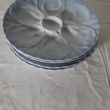 4 assiettes à huîtres Plillivuyt décor grand feu Jorgen Jallen diam 23 cm