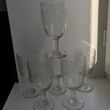set of 6 large crystal wine glasses engraved early twentieth century