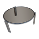 Table basse ronde chrome et verre fumé 1970