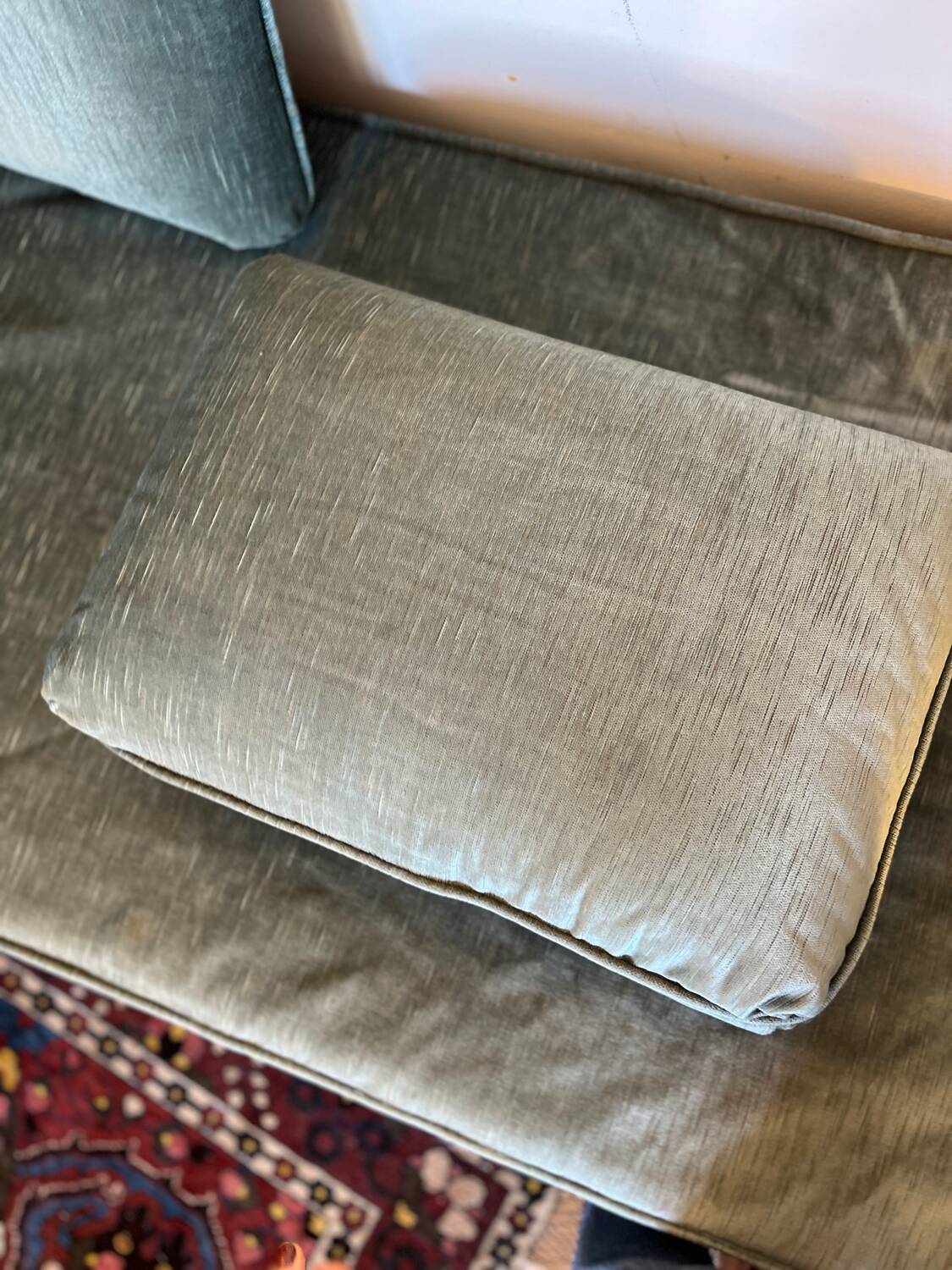 Vintage Louis XVI style blue velvet sofa