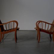 Pair of oak and rope arm chairs - Germany 1950s