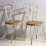 Anciennes chaises d’extérieur blanches (vers 1920). Ensemble de 4 pièces