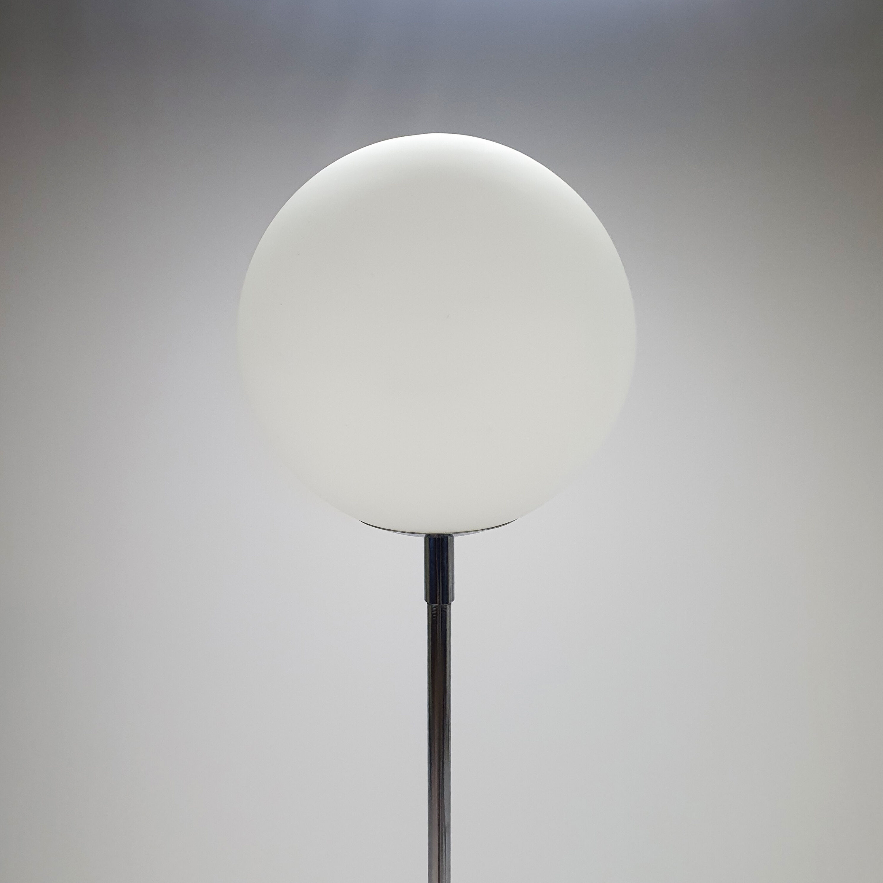 Postmodern Opaline Glass and Chrome Floorlamp, 1980s