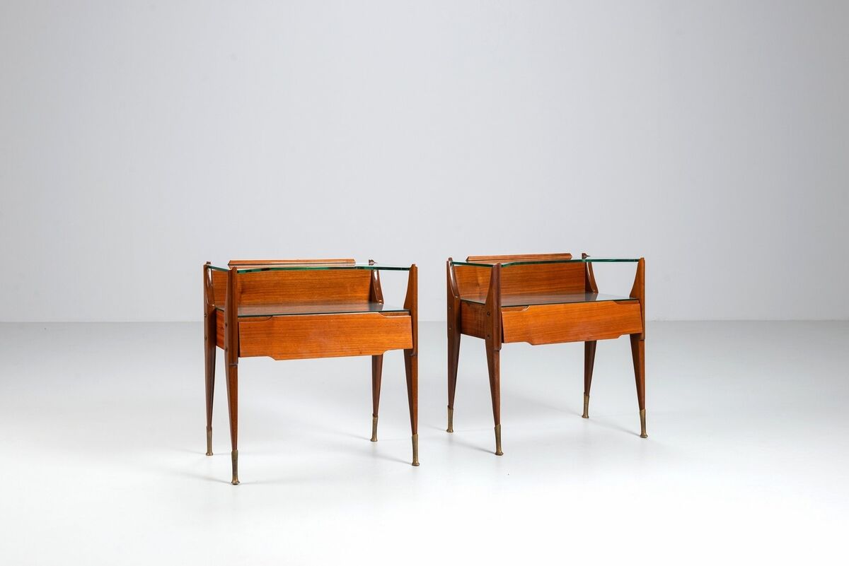 Pair of nightstands in teak La Permanente Mobili Cantù Italy 1950