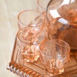 Service à liqueur art déco rose