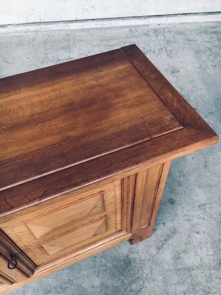 Brutalist Handcrafted Oak 2 Door Cabinet, Belgium, 1950s