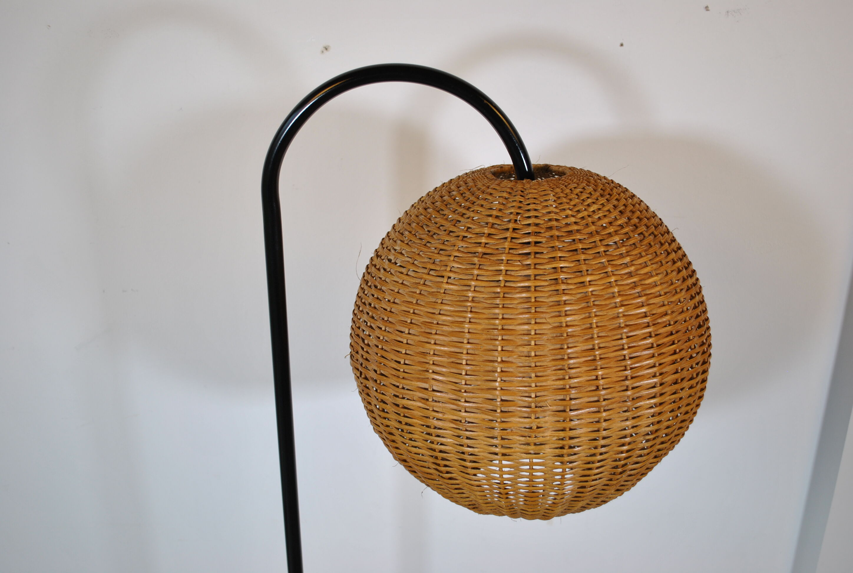 Rattan ball floor lamp 1970