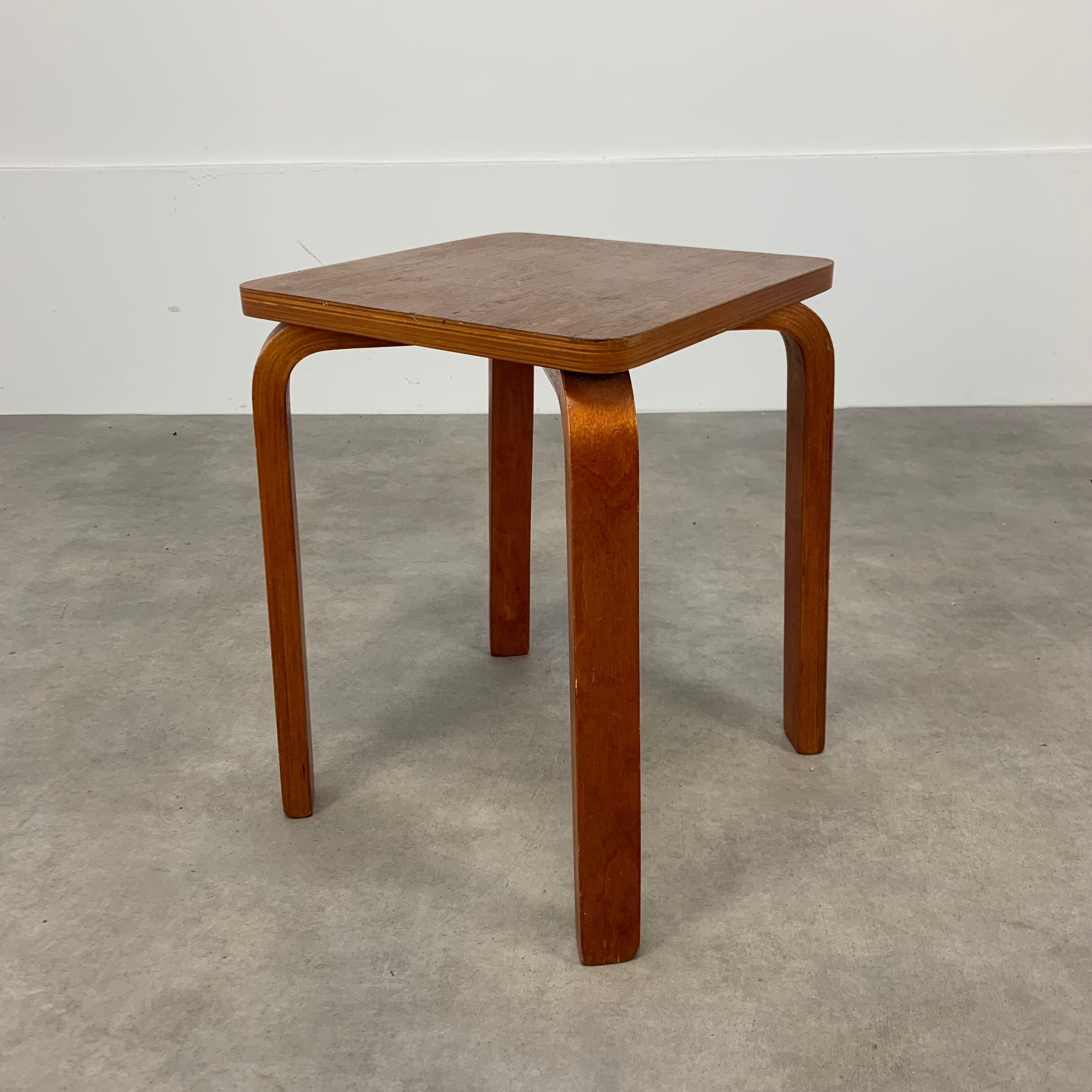 Scandinavian curved wood stool 50s