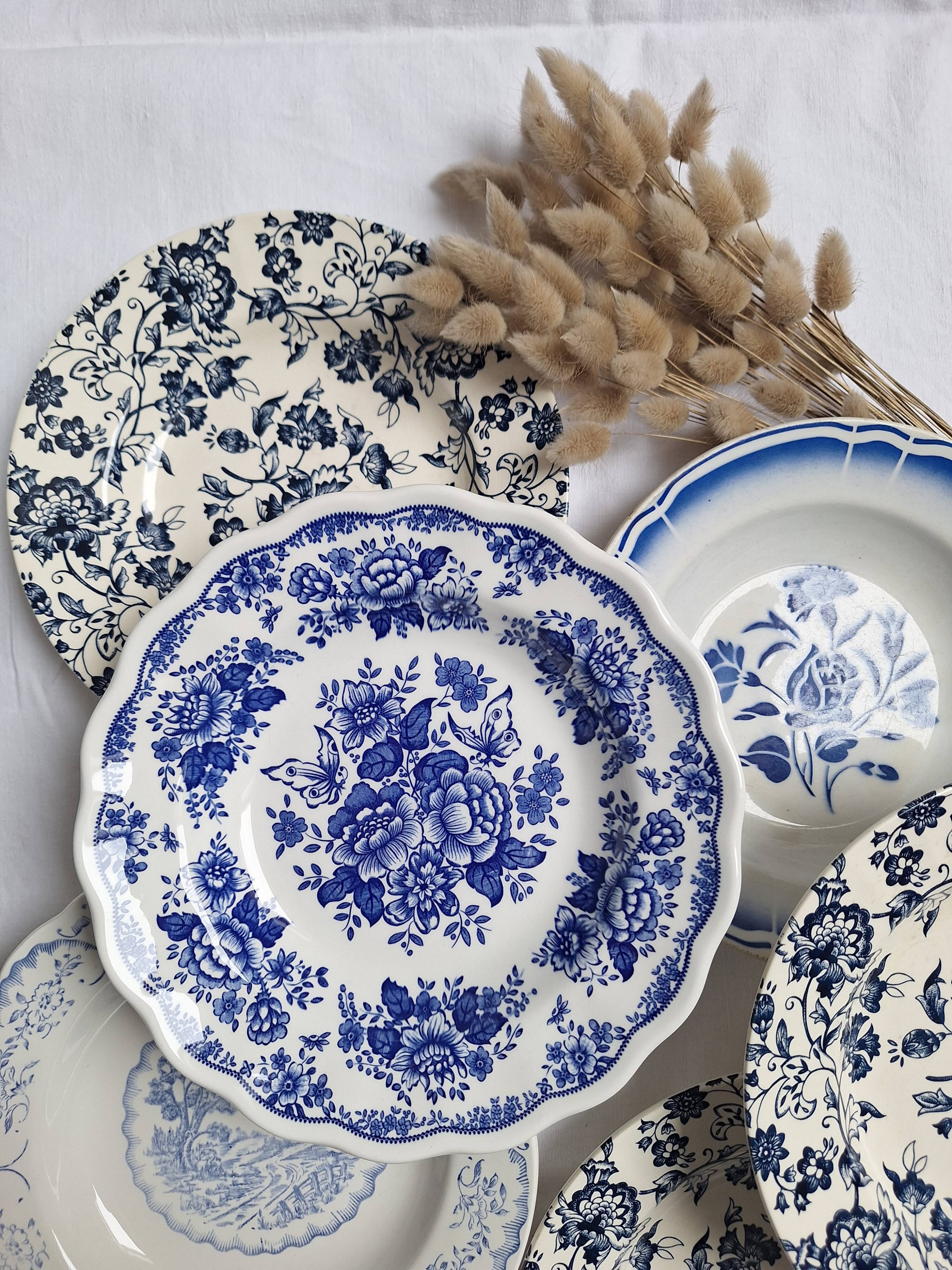 Vintage blue soup plates