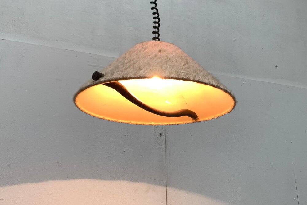 Wood and wool suspension from the mid-century, 1960s.