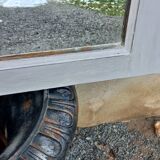 Antique Louis XV style mirror in solid oak with grey patina, 131cm.