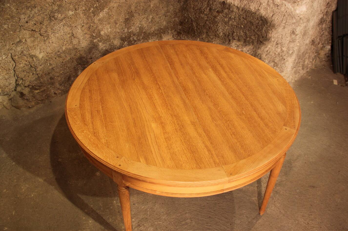 Oval light oak table with extension