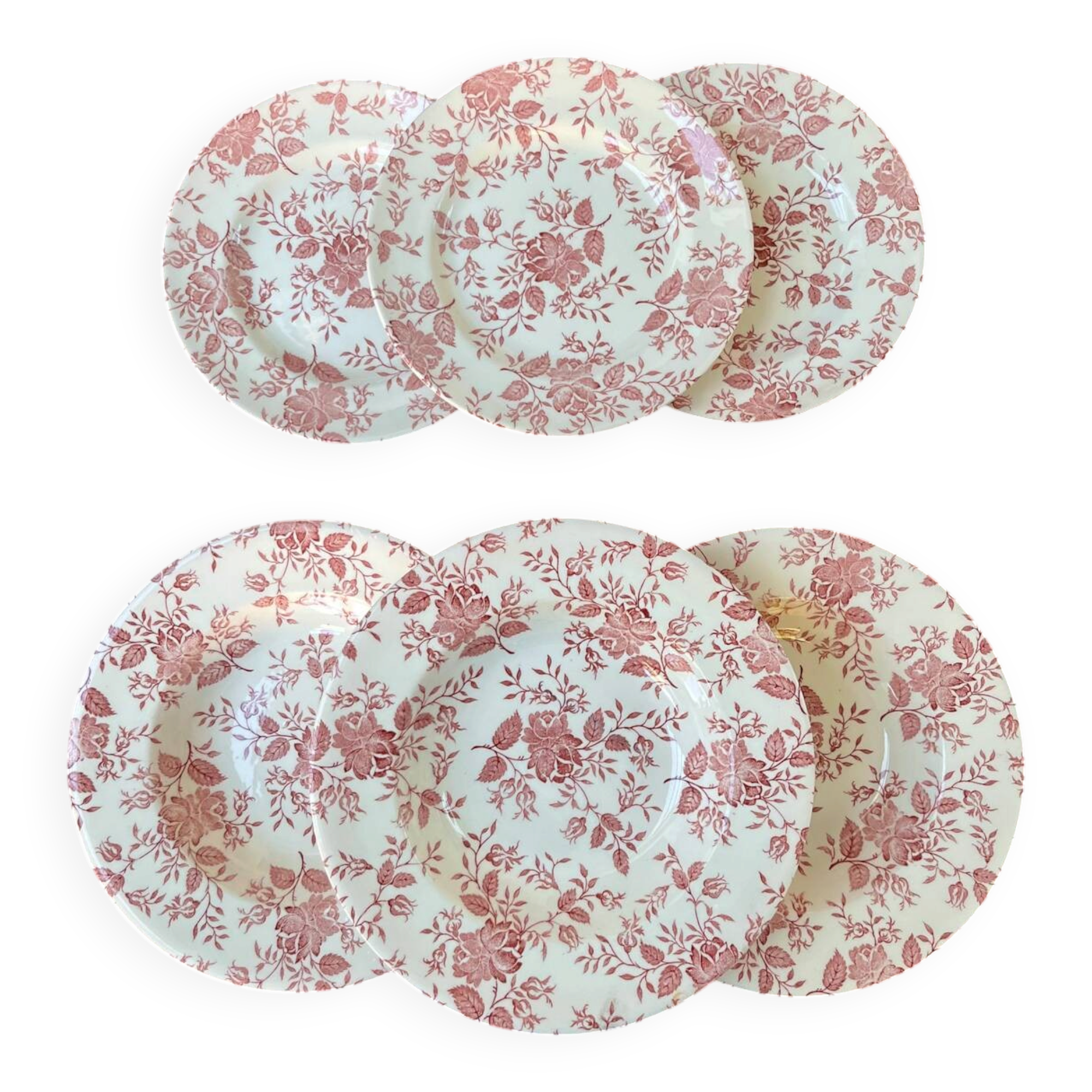 Set of 6 vintage plates in English earthenware.