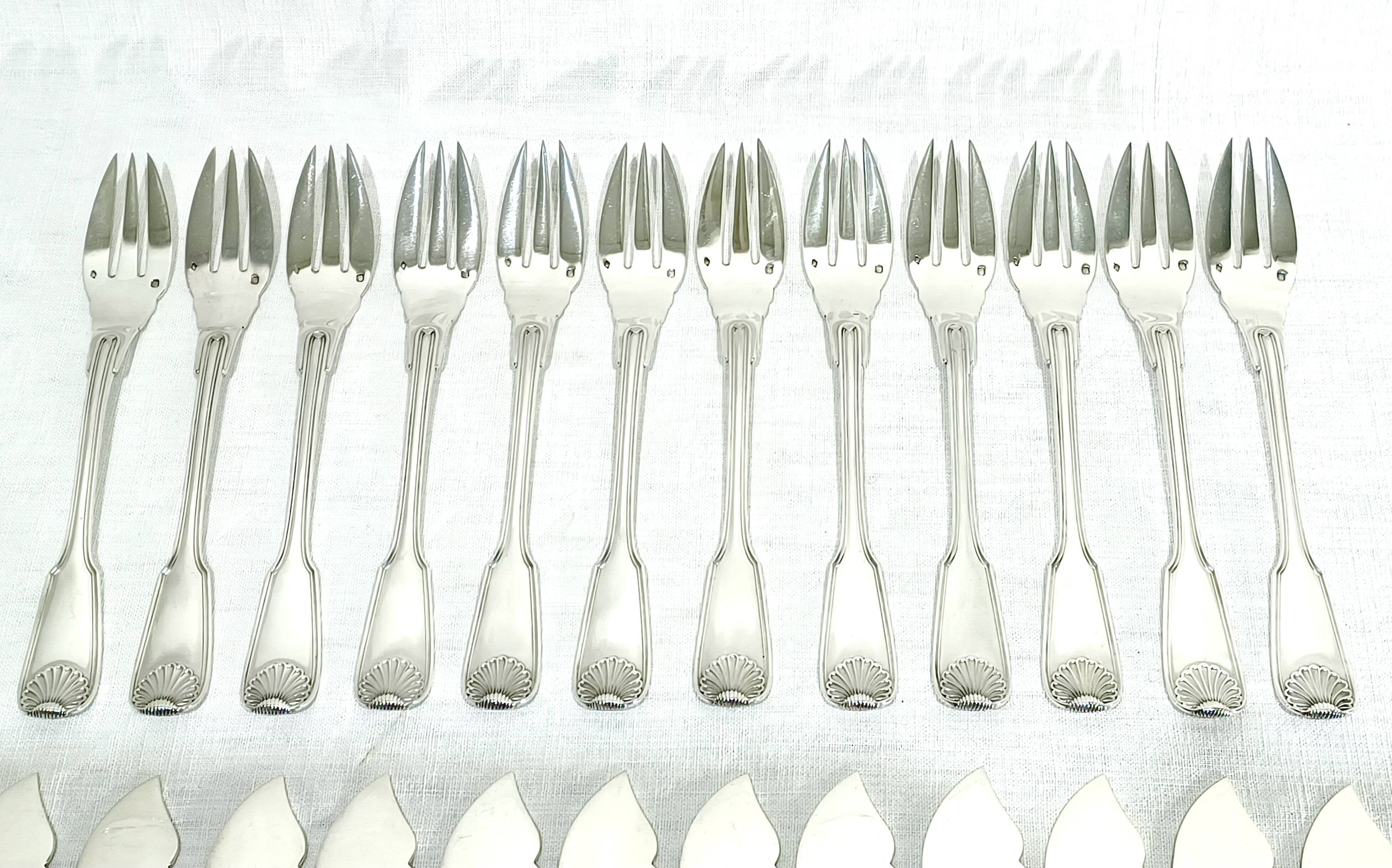 Emile Puiforcat – 12 solid silver fish cutlery sets