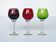 Set of 3 colored wine glasses - Ruby, red, green, gold and twisted foot