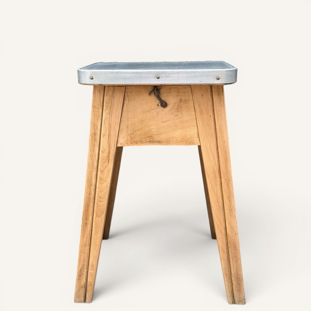 Raw wood storage stool 1950