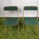 Lot of 4 folding chairs striped fabrics and green metal year 60