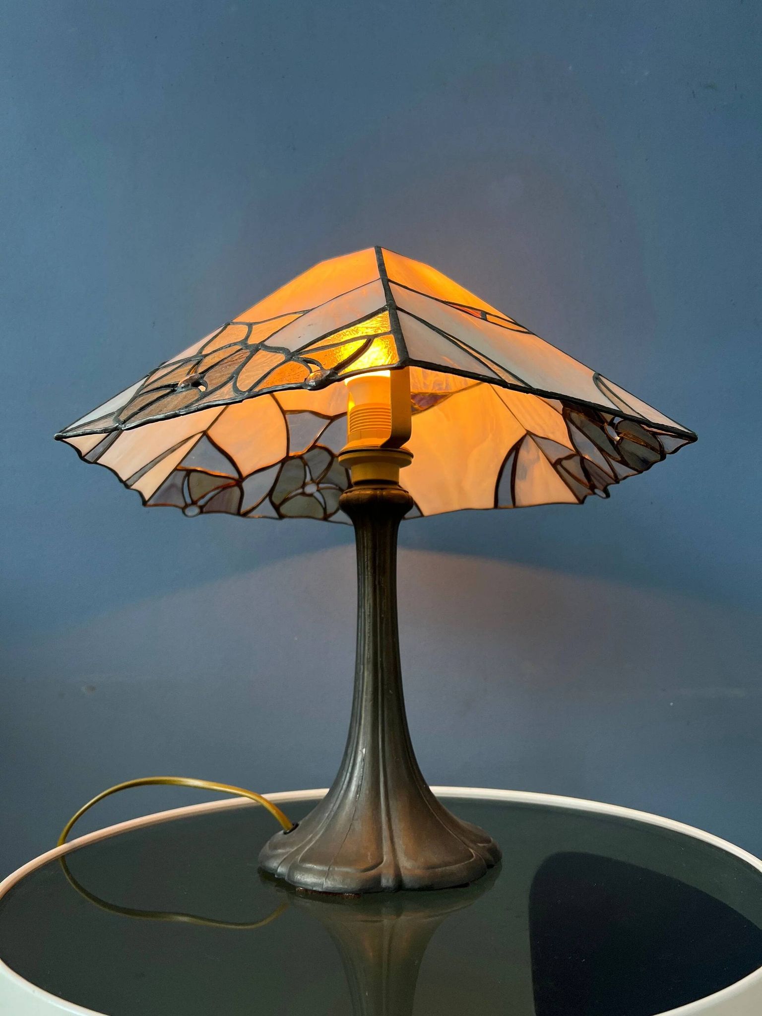Lampe de table Art déco colorée en vitrail