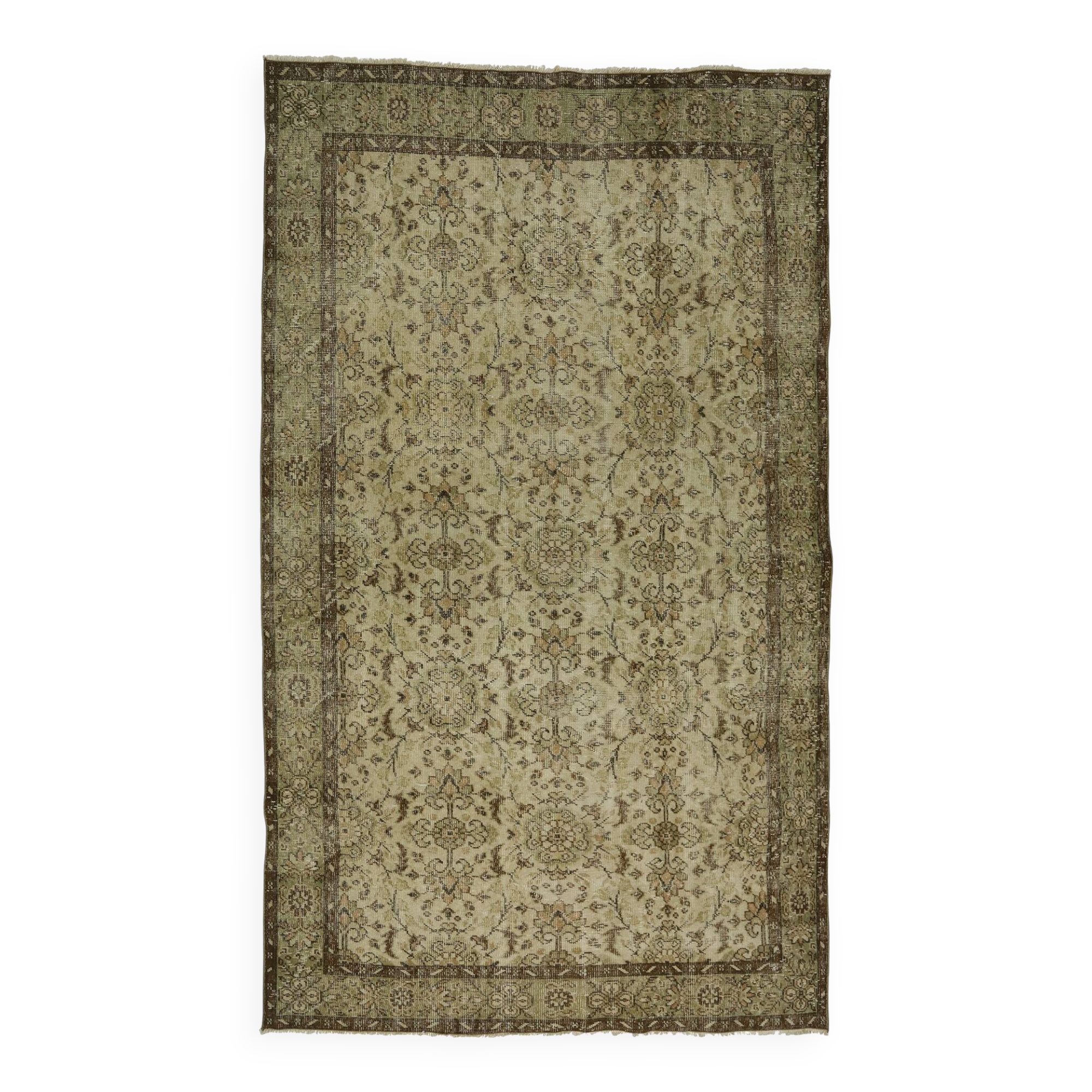 One-of-a-kind turkish handwoven vintage rug - rustic vintage charm 284x 161