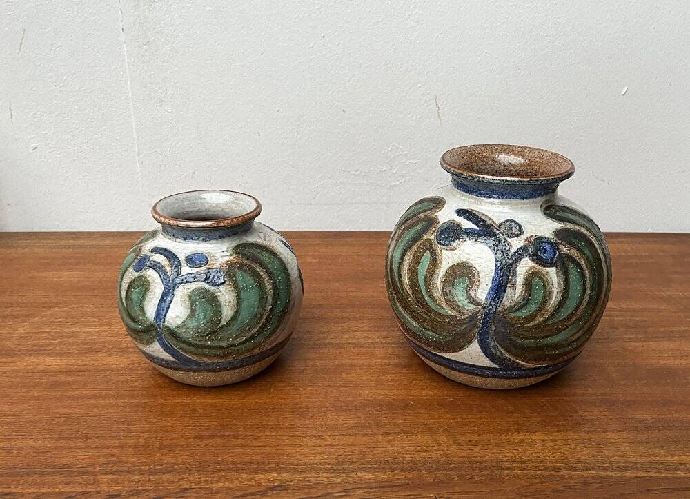 Cactus series round vases in ceramic from the mid-century modern Danish studio Søholm, 1960s, set of 2.