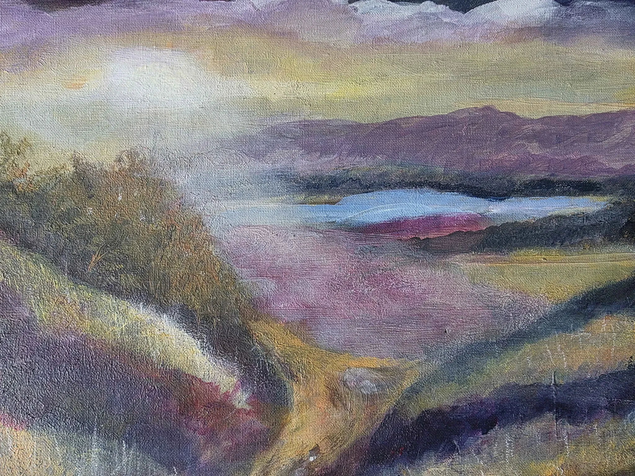 Vintage Moody Impressionist Oil Landscape Painting