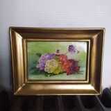 huile sur paneau bouquet de fleurs signée Marguerite Dorbritz