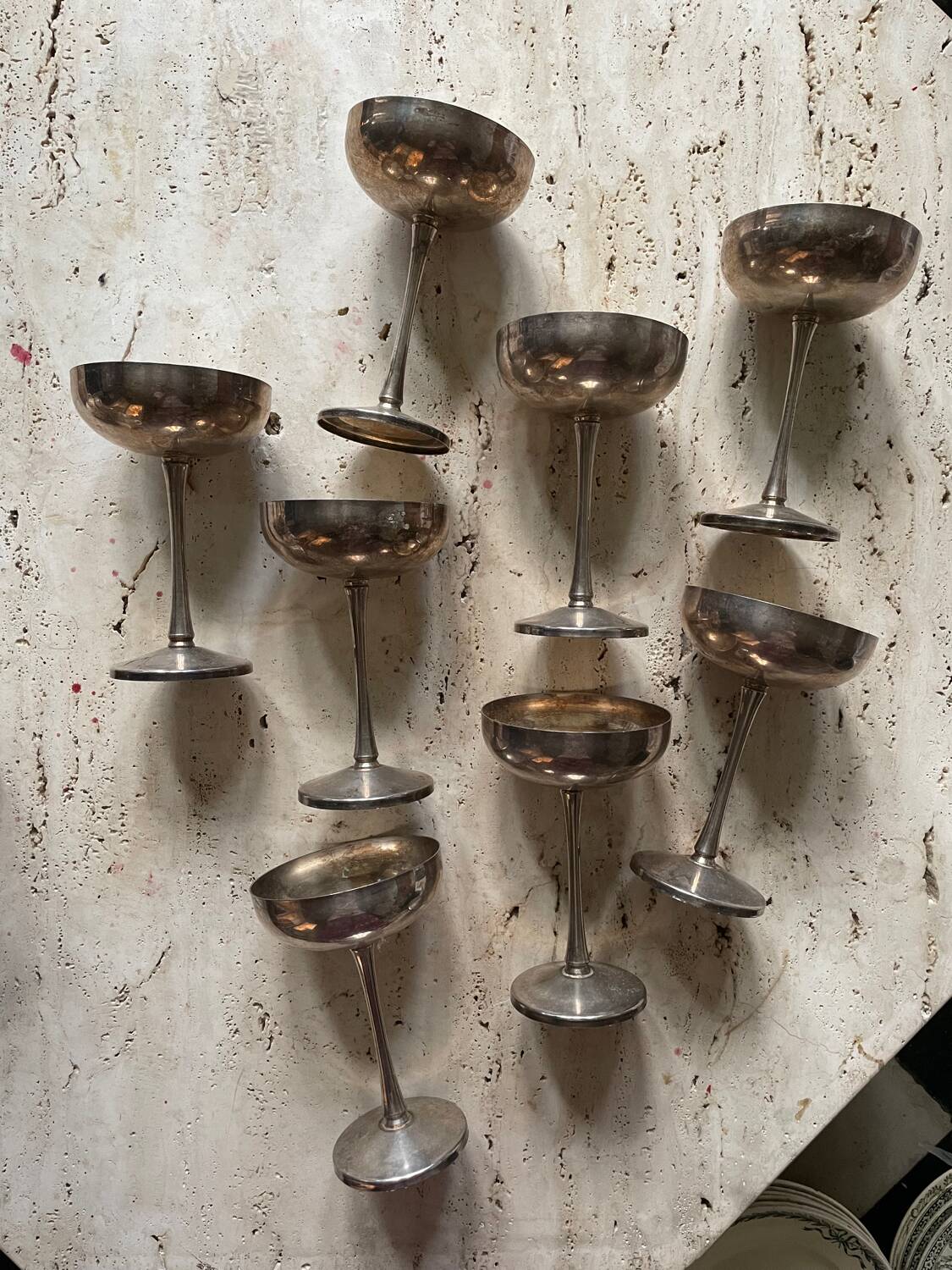 8 coupes à glace plaqué argent, italie