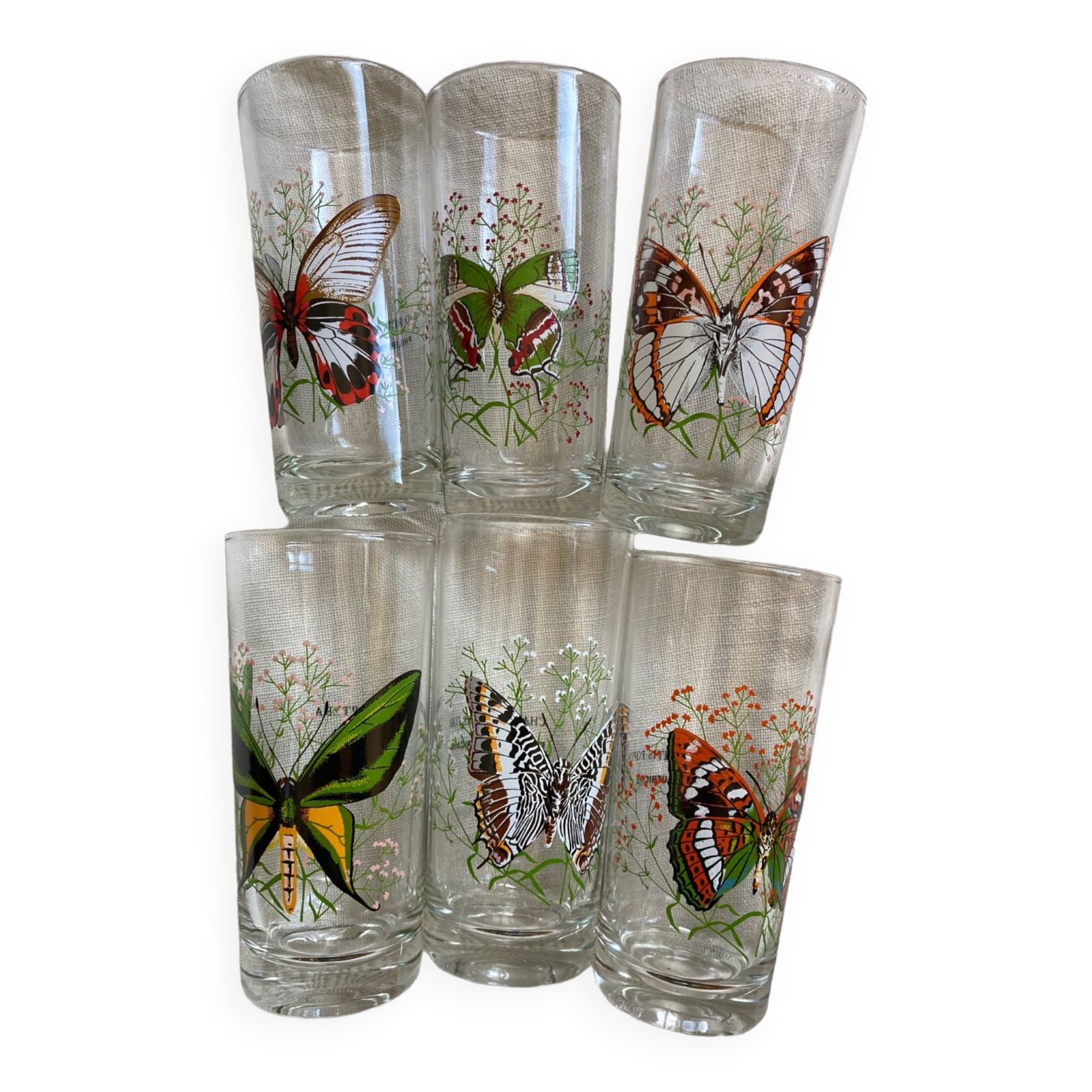 Vintage butterfly orangeade glasses