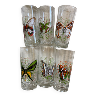 Vintage butterfly orangeade glasses