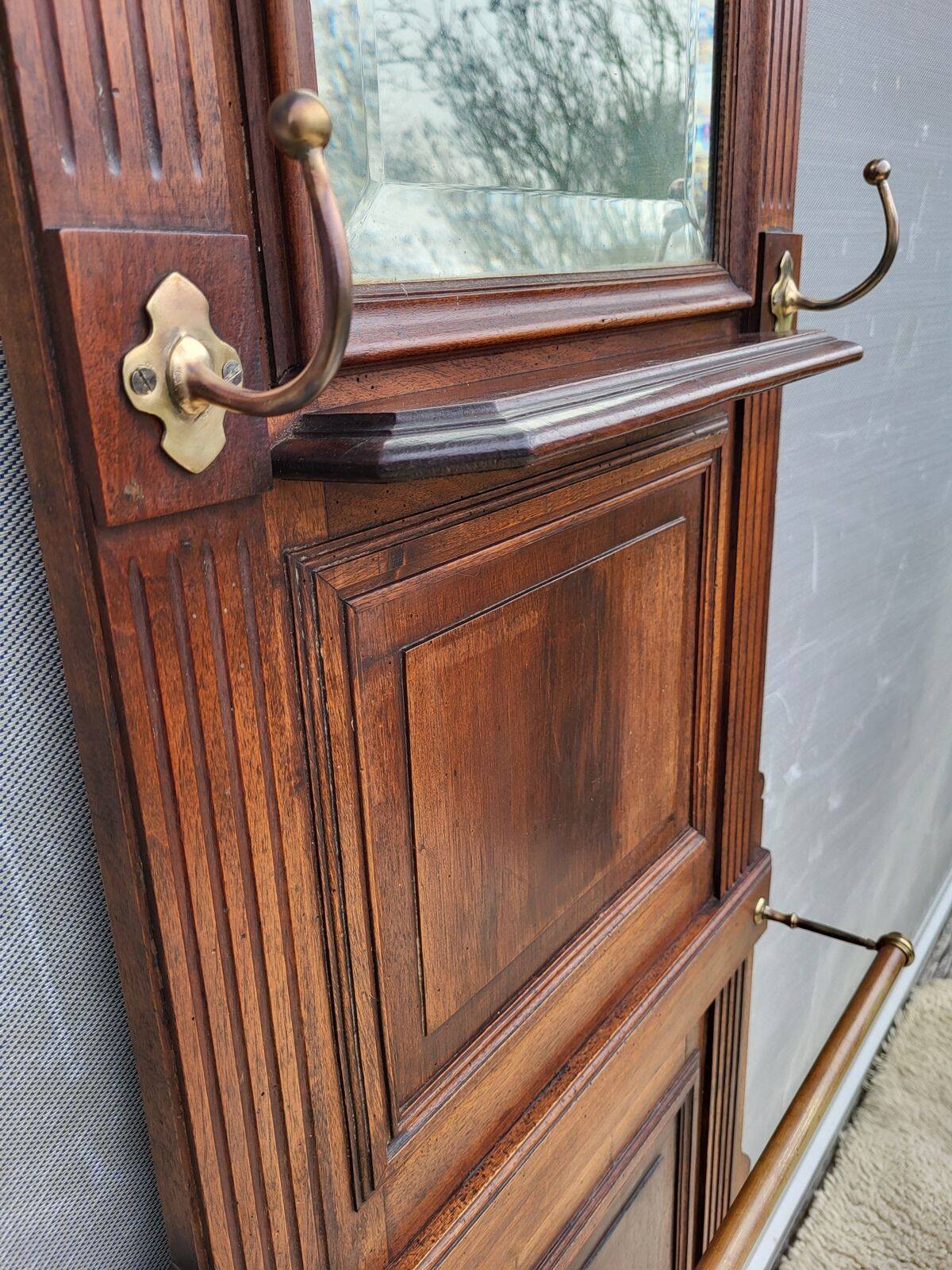 Monumental Art Nouveau wardrobe • walnut & brass