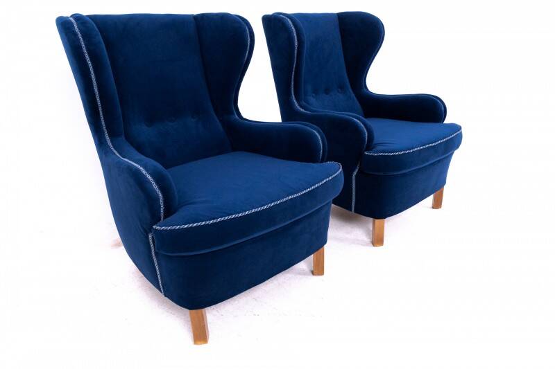 Wingback armchairs, Northern Europe, mid-20th century.